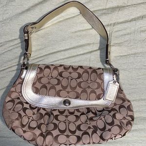 Coach Soho Signature Gold Shoulder Purse with Magnetic Snap